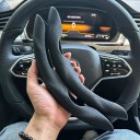 Zweiteiliger Lenkradbezug 38 cm mit Belüftungsperforation Rutschfeste seitliche Griffe Für runde und D-Lenkräder im Auto 5