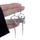 Zwierzęce wiszące kolczyki w kształcie chińskiego żurawia z kamieniami cyrkoniowymi Luksusowe długie kolczyki dla kobiet Elegancki design Idealne do codziennego noszenia 1