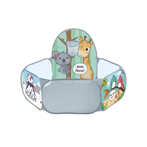 1,2 m Pool mit Korb Giraffen- und Koala-Motiv Kinderzelt Laufstall PVC Indoor-Outdoor-Spielzeug Montessori-Bällebad Ohne Bälle Spielbereich