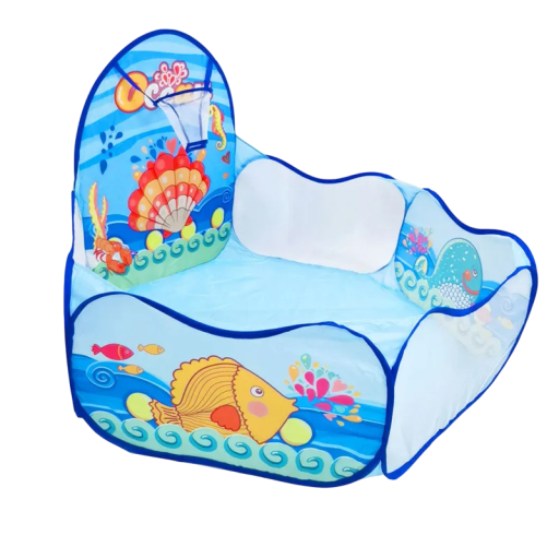 1,2 m Pool mit Korb Meereswelt-Motiv Kinderzelt PVC Laufstall für Kleinkinder Indoor- und Outdoor-Spielbereich Montessori-Spielstil