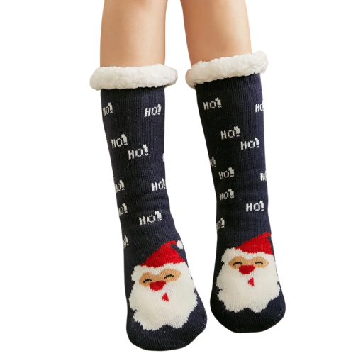 1 Paar Socken mit Aufschrift und Santa-Motiv EU 35–42 Warme Wintersocken Weiche, wärmende Baumwollkleidung Bequemes Tragen mit weihnachtlichem Druck