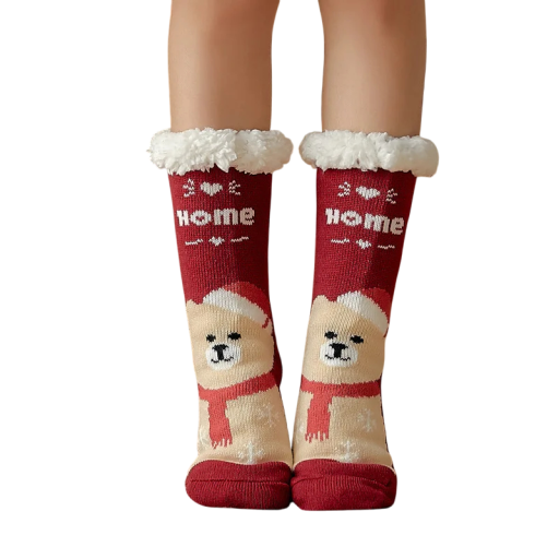 1 Pair Bear Print Socks EU 35–42 Warm Winter Socks Soft Warm Cotton Apparel Comfortable Wear with Cute Design