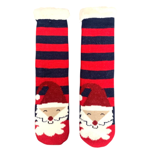 1 Pair Striped Socks with Santa Print EU 35–42 Warm Winter Socks Soft Warm Cotton Wear Comfortable to Wear with Christmas Motif