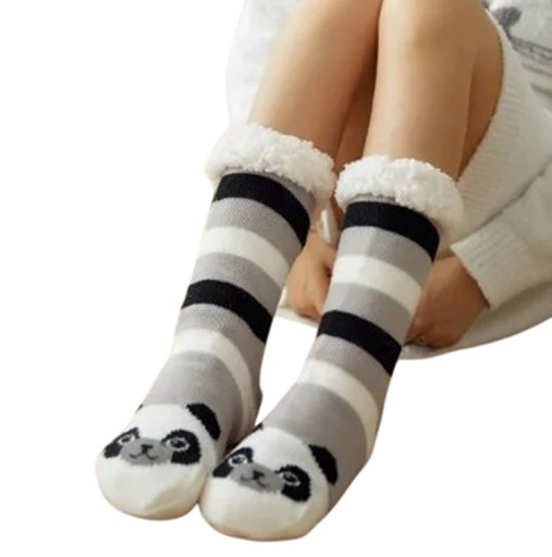 1 paire de chaussettes avec imprimé panda EU 35–42 Chaussettes d'hiver chaudes Vêtements en coton doux et chaud Confortable à porter avec un motif