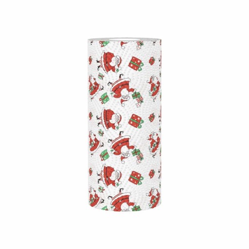 1 rollo 48 hojas Toallas de papel de cocina navideñas Toallas absorbentes firmes Diseño de Santa Claus Toallas decorativas navideñas para limpieza y mesa