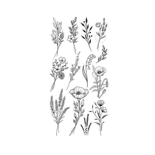 1 stk tatoveringspapir Fine blomsterdesigns 19 x 9,6 cm Midlertidig tatovering