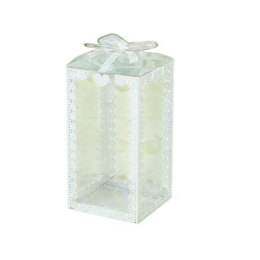 10 bucăți Cutii transparente din PVC 15 x 8 x 8 cm Cutii de cadou din plastic cu fundiță și inimioare Ambalaje pentru bomboane de nuntă Ambalaje de Crăciun Cutii decorative elegante