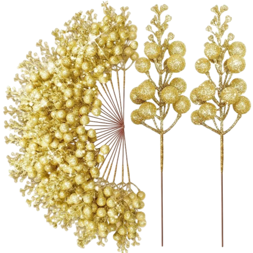 10 bucăți Flori artificiale strălucitoare cu boabe 15 cm Decorațiuni de Crăciun cu fructe lucioase Ornamente de iarnă pentru masă, coroană sau brad Decor de interior