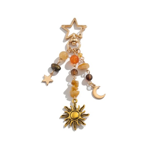 10 cm Keyring with Beads and Star Glass Beads Stone Metal Alloy Decorative Keychain for Bag Backpack