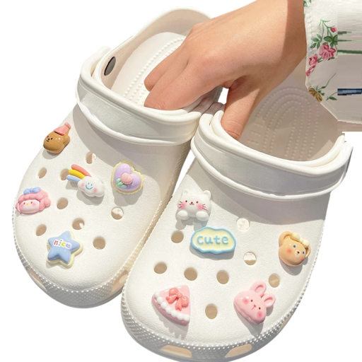 10 db dekoráció a crocsyhoz 3D pasztell aranyos motívumok díszek a cipő lyukaiba lábbeli kiegészítők crocs stílusos elemek