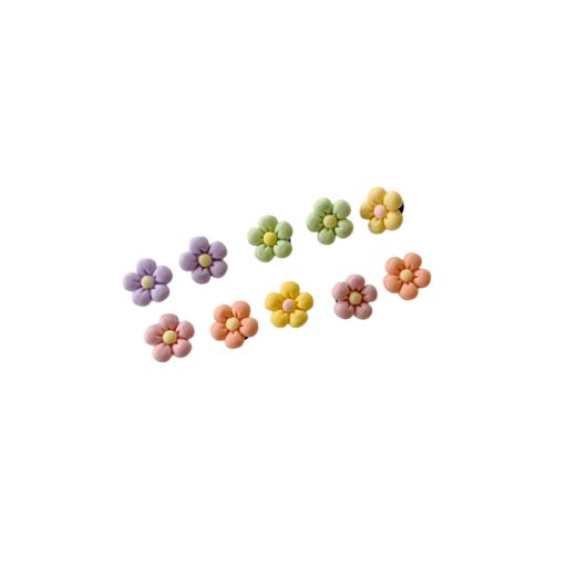 10 db Dekoráció crocsra 3D virágok ABS pasztell színekben színes virágos díszek cipő számára crocs és gyerekcipő