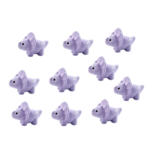10 db Mini figura lila triceratops 2,2 × 1,6 cm Gyanta dekoráció virágcserépbe, akváriumba vagy mini kertbe
