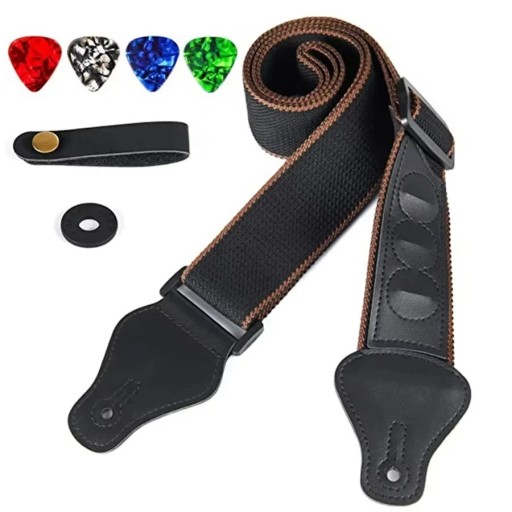 10-delige set voor gitaristen Zwarte band Houder voor plectra Adapter voor gitaarkop 5 plectra 2 rubberen bandlocks Universele accessoires