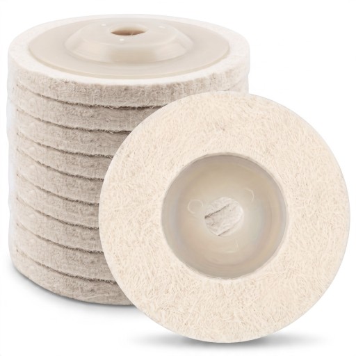 10 kpl huopalevyjen kiillotuskiekkoja 100 mm Aukko 16 mm Paksuus 10 mm Kulmahiomakoneelle Valkoinen Kiillotus ruostumatonta terästä, lasia ja puuta
