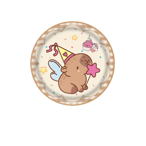 10 kpl Yhdistelevät lautaset 18 cm Kapybara syntymäpäivämyssy ja taikakeppi Lastenjuhliin