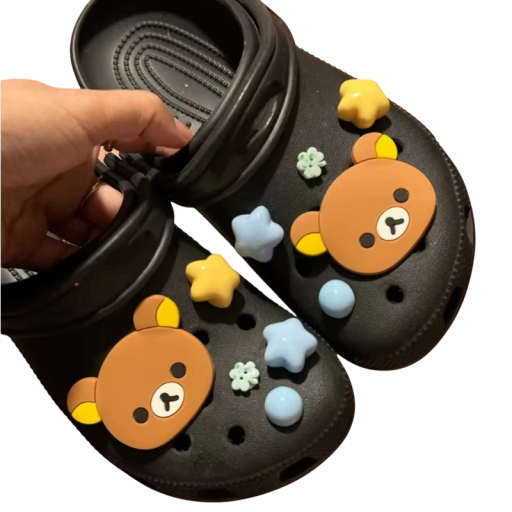 10 ks Dekorace na crocsy 2x medvídek a různé tvary žlutá modrá hnědá ozdoby na boty set doplňků pro obuv