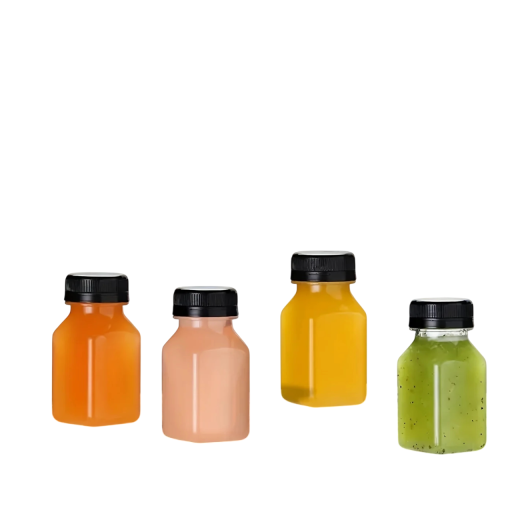 10 ks plastových lahviček na nápoje 60 ml Plastové průhledné mini láhve s víčkem pro šťávy, smoothie a domácí nápoje