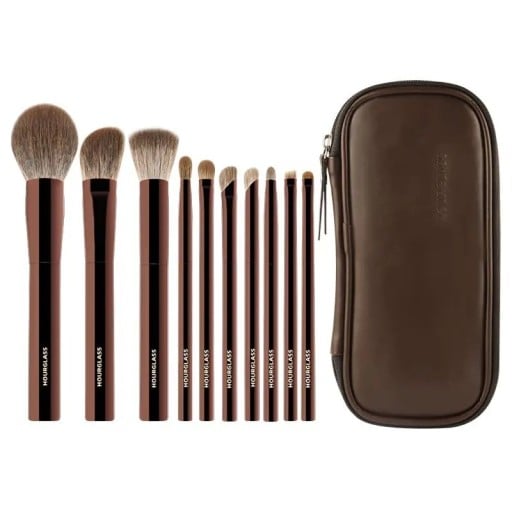 10 ks sada makeup štetcov syntetické kvalitné štetiny s taštičkou z umelej kože pre každodenné líčenie a cestovanie