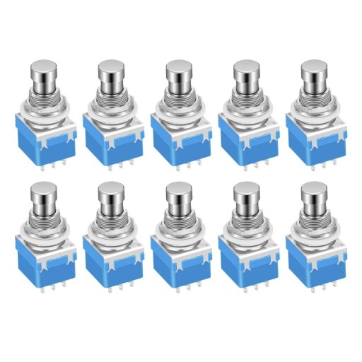 10 Pack Foot Switches for Guitar Effects 9-Pin Latching ON-ON Button with Soldering Terminals Metal Switch for Pedalboard and DIY Projects