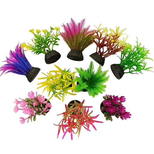 10 pcs Algas artificiais para aquário 5,5 x 2 cm Plantas aquáticas realistas Decoração sem manutenção Seguras para peixes Adequadas para tanques