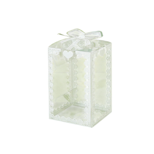 10 pcs Boîtes en PVC transparentes 10,5 x 6 x 6 cm Boîtes cadeaux en plastique avec nœud et cœurs Favoris de mariage Emballages de Noël pour bonbons Emballages décoratifs élégants