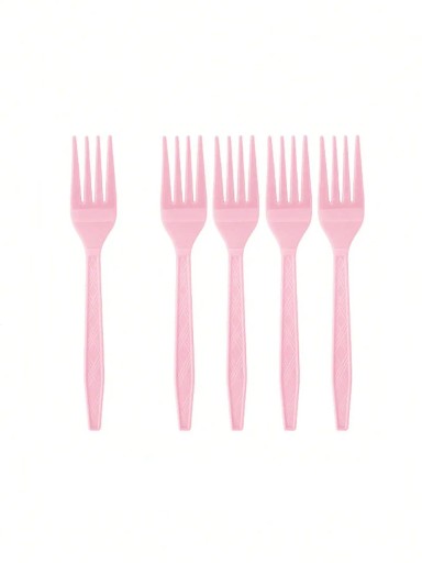 10 pcs Fourchettes en plastique 15,8 cm Fourchettes de fête roses claires Ustensiles en plastique pour anniversaires baby shower mariages décorations