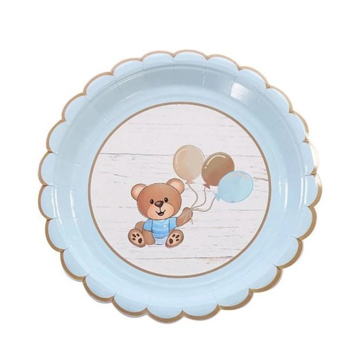 10 pcs Pratos de papel 23 cm Urso com balões Pratos de festa de aniversário Decoração para baby shower festa infantil e mesa festiva