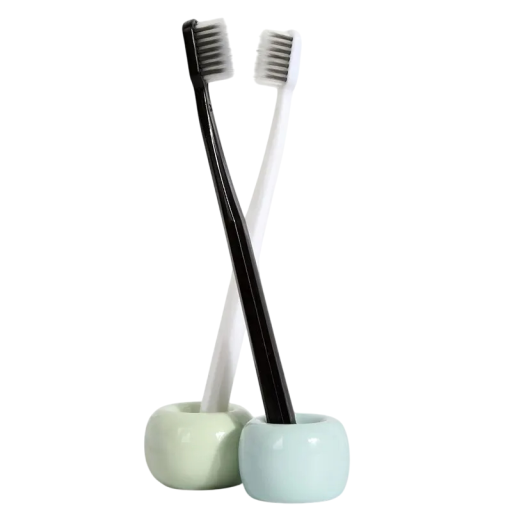 10-Piece Set of Bamboo Toothbrushes with Activated Charcoal and Soft Silk Bristles Black and White for Adults Family Oral Hygiene 18x2.5x1.1cm