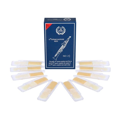 10 Pieces of Reeds for Soprano Saxophone 8 x 1.6 x 0.37 cm Size 2.5 Medium Hardness Cane Musical Instrument Accessories Suitable for Bb Tuning