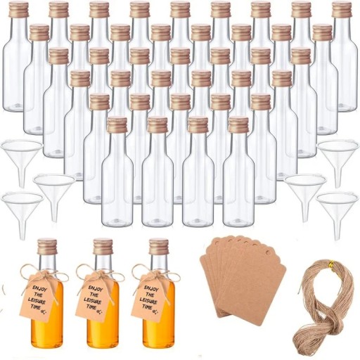 10 pz bottigliette di plastica per spezie e liquidi 50 ml con tappo metallico dorato o argentato set di mini bottiglie con imbuto etichette