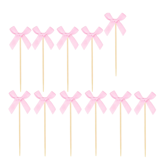 10 pz Stuzzicadenti per Torte Fiocchi 4 x 4 cm Lunghezza stecchino 11 cm Decorazione rosa per torte Decorazione per feste