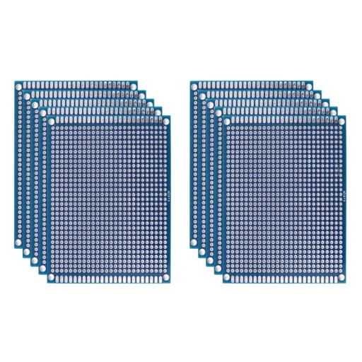 10 stk. prototypisk PCB 6 x 8 cm Dobbelt-sidet universel PCB til lodning DIY elektroniske projekter og kredsløb