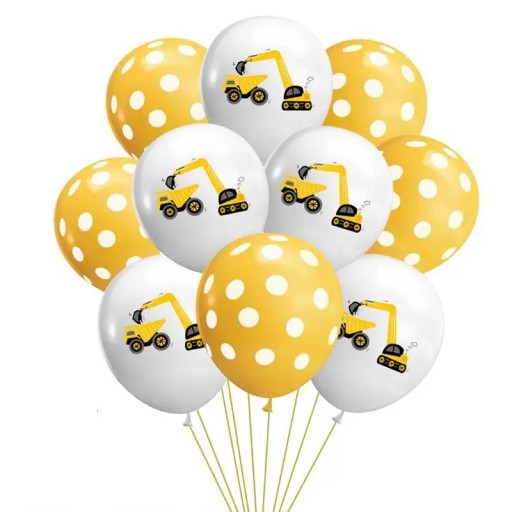 10 Stück Latexballons Baustellenmotiv Bagger Punkte Dekoration für Kindergeburtstagsfeier Thematische Baustellenparty Dekoration