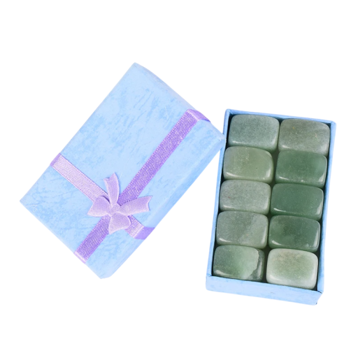 10 Stück natürliche grüne Aventurine Trommelkristalle 8–13 g Dekosteine Geschenkbox Mineralien für Sammler