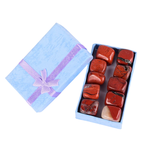 10 Stück natürliche rote Jaspis Trommelsteine 8–13 g Mineralien für Sammlung Innendekoration Geschenkbox
