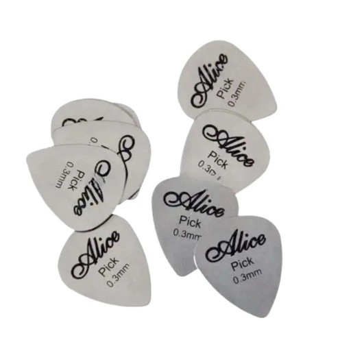 10 stuks Metaal plectra Alice 0.3 mm Druppelvorm Roestvrij staal Glanzend oppervlak Duurzame nauwkeurige plectra voor elektrische en akoestische gitaar