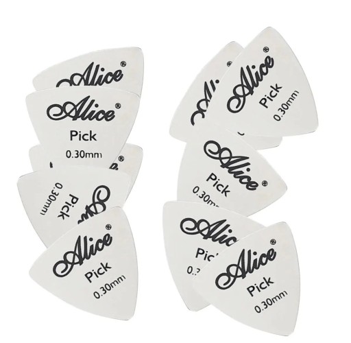 10 stuks Metalen plectra Alice 0.3 mm Driehoekvorm Roestvrij staal Glanzend oppervlak Duurzame plectra voor elektrische en akoestische gitaar Precieze toon