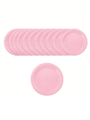 10 sztuk Jednorazowe talerze 17,8 cm Jasnoróżowe papierowe talerze na imprezy Talerze jednokolorowe na urodziny baby shower wesele przyjęcie