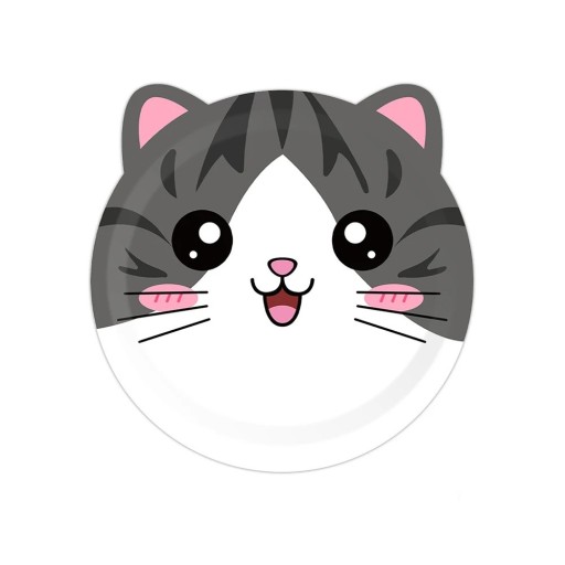 10 unidades de Platos de papel 19 × 19 cm Platos en forma de cabeza de gato atigrado Platos desechables de cumpleaños para fiesta infantil