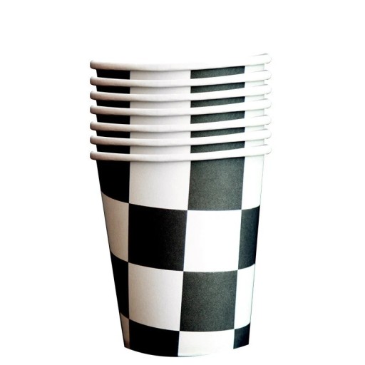 10 unidades de Vasos de Papel con Diseño de Bandera a Cuadros para Fiestas Vasos para Bebidas Decoración para Cumpleaños de Carreras Fiesta Infantil