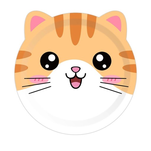 10 unidades Platos de papel 24 × 24 cm Platos en forma de cabeza de gato naranja Platos desechables para fiesta de cumpleaños infantil