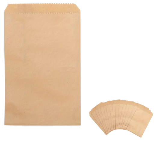 100 ks Kraft papírové sáčky 18,2 x 13,2 cm Potravinářské přírodní obaly na potraviny Ekologické pevné sáčky na pečivo svačiny a dárky