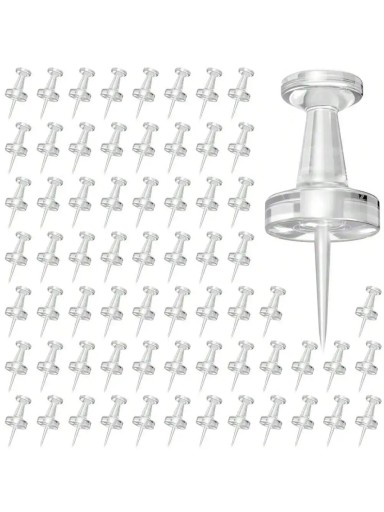 100 ks připínáčky na nástěnku průhledné délka 2,7 cm kancelářské špendlíky pro připnutí poznámek dokumentů a fotografií