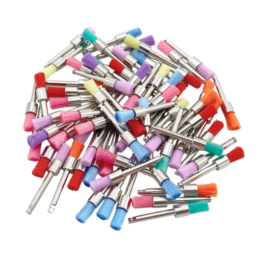 100 pcs brosses à dents polissantes jetables avec poils en nylon forme droite brosses prophylactiques pour le blanchiment et le polissage des dents