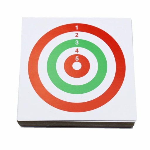 100 pcs Cibles en papier 14 x 14 cm Carton léger verni Cible vert-rouge sur fond blanc Entraînement au tir à l'arc et à l'arme