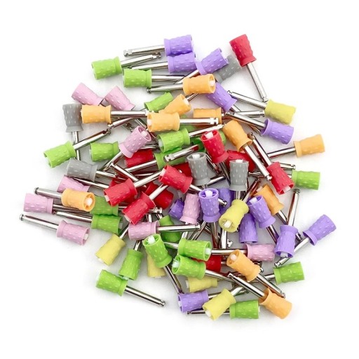 100 pcs Disposable Dental Polishing Cups with Integrated Nylon Bristles for Whitening and Polishing Teeth Colourful Preventive Dental Tools