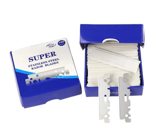 100 pcs Single-Sided Blades Half Blade Stainless Steel Replacement Blades for Barber Razors Shaving Accessories Precision Shaving