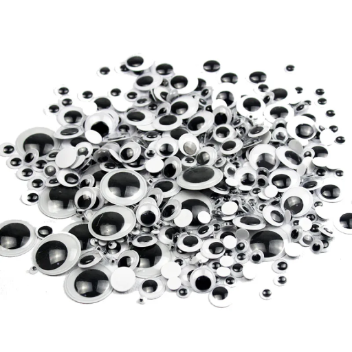 100 Stück Selbstklebende Wackelaugen 7 Größen 5–30 mm Plastische Augen für Bastelarbeiten Dekoration DIY Kreativsets