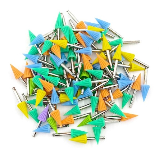 100 τεμάχια μιας χρήσης οδοντιατρικές βούρτσες λείανσης με νάιλον τρίχες σε σχήμα ομπρέλας προφυλακτικές βούρτσες για λεύκανση και λείανση δοντιών