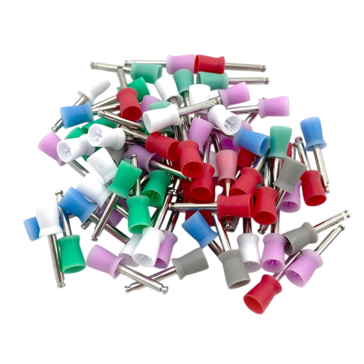 100 unidades de copos de polimento dentário descartáveis com cerdas de nylon para branqueamento e polimento dos dentes escovas profiláticas ferramentas dentárias coloridas